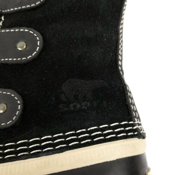 SOREL Joan of Arctic Black Fur Winter Waterproof Snow Duck Knee Boots Gorpcore 8 - Picture 5 of 9